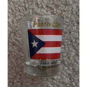 Puerto Rico Flag Souvenir Shot Glass Isla del Encanto Vintage Collectible